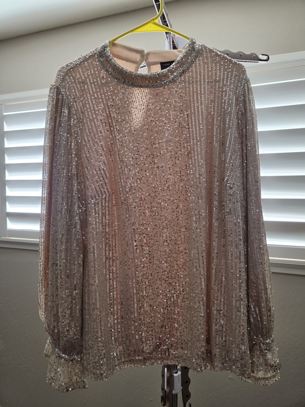 Lane Bryant Champagne Sequin Long Sleeve Blouse